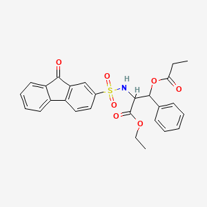 molecular formula C27H25NO7S B5201598 ethyl N-[(9-oxo-9H-fluoren-2-yl)sulfonyl]-beta-(propionyloxy)phenylalaninate 