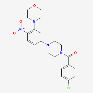 molecular formula C21H23ClN4O4 B5201607 4-{5-[4-(4-chlorobenzoyl)-1-piperazinyl]-2-nitrophenyl}morpholine 