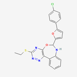 molecular formula C22H17ClN4O2S B5201654 6-[5-(4-chlorophenyl)-2-furyl]-3-(ethylthio)-6,7-dihydro[1,2,4]triazino[5,6-d][3,1]benzoxazepine 