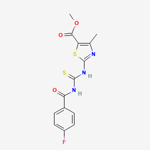 molecular formula C14H12FN3O3S2 B5201661 methyl 2-({[(4-fluorobenzoyl)amino]carbonothioyl}amino)-4-methyl-1,3-thiazole-5-carboxylate 