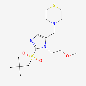 molecular formula C16H29N3O3S2 B5201665 4-{[2-[(2,2-dimethylpropyl)sulfonyl]-1-(2-methoxyethyl)-1H-imidazol-5-yl]methyl}thiomorpholine 