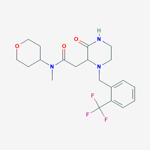 molecular formula C20H26F3N3O3 B5201669 N-methyl-2-{3-oxo-1-[2-(trifluoromethyl)benzyl]-2-piperazinyl}-N-(tetrahydro-2H-pyran-4-yl)acetamide 
