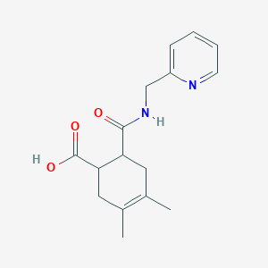 molecular formula C16H20N2O3 B5201673 3,4-dimethyl-6-{[(2-pyridinylmethyl)amino]carbonyl}-3-cyclohexene-1-carboxylic acid 