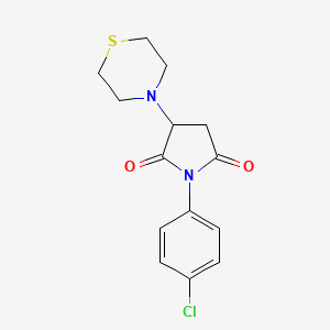 molecular formula C14H15ClN2O2S B5201704 1-(4-chlorophenyl)-3-(4-thiomorpholinyl)-2,5-pyrrolidinedione 