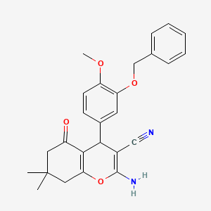 molecular formula C26H26N2O4 B5201740 2-amino-4-[3-(benzyloxy)-4-methoxyphenyl]-7,7-dimethyl-5-oxo-5,6,7,8-tetrahydro-4H-chromene-3-carbonitrile 