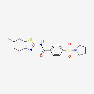 molecular formula C19H23N3O3S2 B5201786 N-(6-methyl-4,5,6,7-tetrahydro-1,3-benzothiazol-2-yl)-4-(1-pyrrolidinylsulfonyl)benzamide 