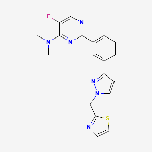 molecular formula C19H17FN6S B5201839 5-fluoro-N,N-dimethyl-2-{3-[1-(1,3-thiazol-2-ylmethyl)-1H-pyrazol-3-yl]phenyl}-4-pyrimidinamine 