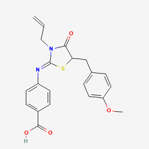 molecular formula C21H20N2O4S B5201847 4-{[3-allyl-5-(4-methoxybenzyl)-4-oxo-1,3-thiazolidin-2-ylidene]amino}benzoic acid 