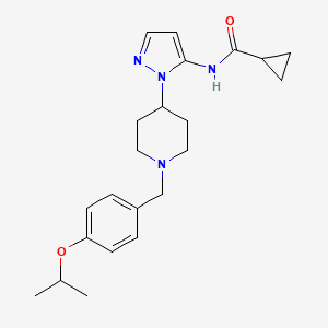 molecular formula C22H30N4O2 B5201861 N-{1-[1-(4-isopropoxybenzyl)-4-piperidinyl]-1H-pyrazol-5-yl}cyclopropanecarboxamide 