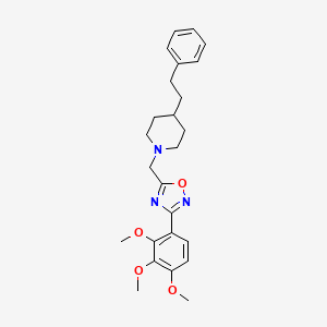 molecular formula C25H31N3O4 B5201866 4-(2-phenylethyl)-1-{[3-(2,3,4-trimethoxyphenyl)-1,2,4-oxadiazol-5-yl]methyl}piperidine 