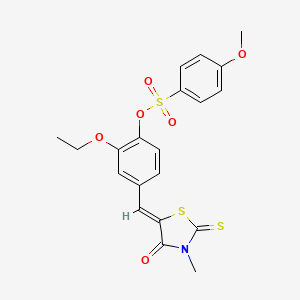 molecular formula C20H19NO6S3 B5201922 2-ethoxy-4-[(3-methyl-4-oxo-2-thioxo-1,3-thiazolidin-5-ylidene)methyl]phenyl 4-methoxybenzenesulfonate 
