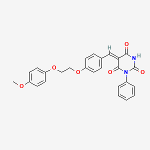 molecular formula C26H22N2O6 B5201930 5-{4-[2-(4-methoxyphenoxy)ethoxy]benzylidene}-1-phenyl-2,4,6(1H,3H,5H)-pyrimidinetrione 