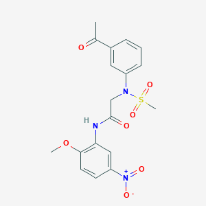 molecular formula C18H19N3O7S B5201975 N~2~-(3-acetylphenyl)-N~1~-(2-methoxy-5-nitrophenyl)-N~2~-(methylsulfonyl)glycinamide 