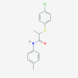 molecular formula C16H16ClNOS B5201995 2-[(4-chlorophenyl)thio]-N-(4-methylphenyl)propanamide 