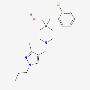 molecular formula C21H30ClN3O B5202002 {4-(2-chlorobenzyl)-1-[(3-methyl-1-propyl-1H-pyrazol-4-yl)methyl]-4-piperidinyl}methanol 