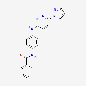 molecular formula C20H16N6O B5202020 N-(4-{[6-(1H-pyrazol-1-yl)-3-pyridazinyl]amino}phenyl)benzamide 