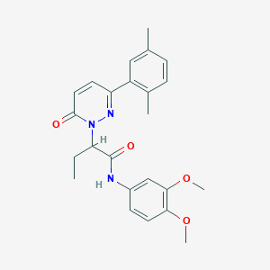 molecular formula C24H27N3O4 B5202027 N-(3,4-dimethoxyphenyl)-2-[3-(2,5-dimethylphenyl)-6-oxo-1(6H)-pyridazinyl]butanamide 