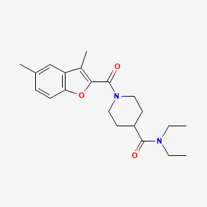 molecular formula C21H28N2O3 B5202067 1-[(3,5-dimethyl-1-benzofuran-2-yl)carbonyl]-N,N-diethyl-4-piperidinecarboxamide 