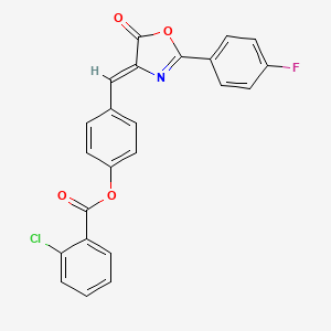molecular formula C23H13ClFNO4 B5202158 4-{[2-(4-fluorophenyl)-5-oxo-1,3-oxazol-4(5H)-ylidene]methyl}phenyl 2-chlorobenzoate 