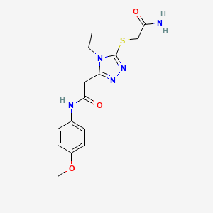 molecular formula C16H21N5O3S B5202227 2-{5-[(2-amino-2-oxoethyl)thio]-4-ethyl-4H-1,2,4-triazol-3-yl}-N-(4-ethoxyphenyl)acetamide 