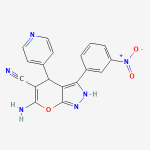 molecular formula C18H12N6O3 B5202228 6-amino-3-(3-nitrophenyl)-4-(4-pyridinyl)-1,4-dihydropyrano[2,3-c]pyrazole-5-carbonitrile 