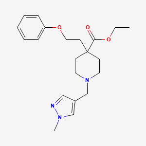 molecular formula C21H29N3O3 B5202250 ethyl 1-[(1-methyl-1H-pyrazol-4-yl)methyl]-4-(2-phenoxyethyl)-4-piperidinecarboxylate 