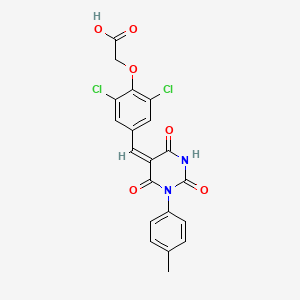 molecular formula C20H14Cl2N2O6 B5202276 (2,6-dichloro-4-{[1-(4-methylphenyl)-2,4,6-trioxotetrahydro-5(2H)-pyrimidinylidene]methyl}phenoxy)acetic acid 