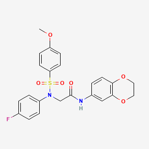 molecular formula C23H21FN2O6S B5202298 N~1~-(2,3-dihydro-1,4-benzodioxin-6-yl)-N~2~-(4-fluorophenyl)-N~2~-[(4-methoxyphenyl)sulfonyl]glycinamide 