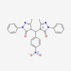molecular formula C27H23N5O4 B5202308 4,4'-[(4-nitrophenyl)methylene]bis(5-methyl-2-phenyl-2,4-dihydro-3H-pyrazol-3-one) 