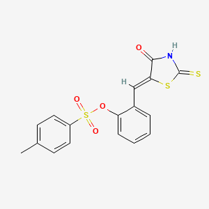 molecular formula C17H13NO4S3 B5202322 2-[(4-oxo-2-thioxo-1,3-thiazolidin-5-ylidene)methyl]phenyl 4-methylbenzenesulfonate 
