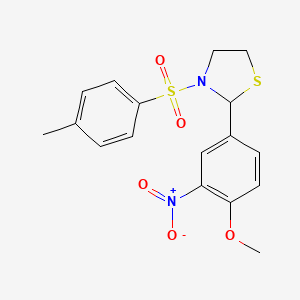 molecular formula C17H18N2O5S2 B5202373 2-(4-methoxy-3-nitrophenyl)-3-[(4-methylphenyl)sulfonyl]-1,3-thiazolidine 