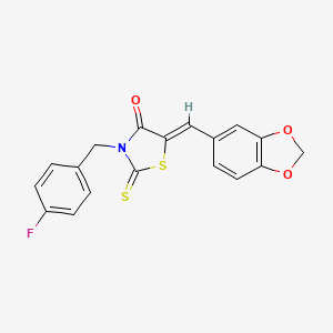 molecular formula C18H12FNO3S2 B5202399 5-(1,3-benzodioxol-5-ylmethylene)-3-(4-fluorobenzyl)-2-thioxo-1,3-thiazolidin-4-one 