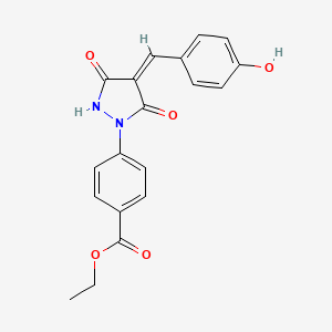 molecular formula C19H16N2O5 B5202434 ethyl 4-[4-(4-hydroxybenzylidene)-3,5-dioxo-1-pyrazolidinyl]benzoate 