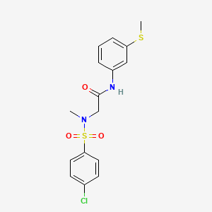molecular formula C16H17ClN2O3S2 B5202439 N~2~-[(4-chlorophenyl)sulfonyl]-N~2~-methyl-N~1~-[3-(methylthio)phenyl]glycinamide 