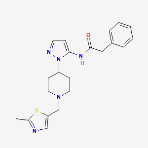 molecular formula C21H25N5OS B5202450 N-(1-{1-[(2-methyl-1,3-thiazol-5-yl)methyl]-4-piperidinyl}-1H-pyrazol-5-yl)-2-phenylacetamide 