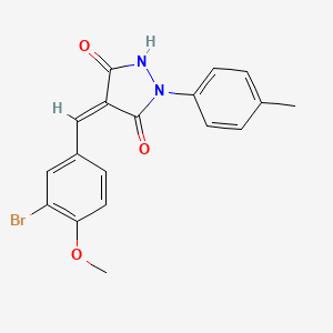 molecular formula C18H15BrN2O3 B5202500 4-(3-bromo-4-methoxybenzylidene)-1-(4-methylphenyl)-3,5-pyrazolidinedione 