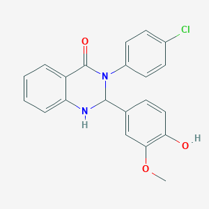 molecular formula C21H17ClN2O3 B5202537 3-(4-chlorophenyl)-2-(4-hydroxy-3-methoxyphenyl)-2,3-dihydro-4(1H)-quinazolinone 
