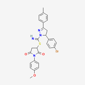 molecular formula C28H25BrN4O3S B5202542 1-(4-methoxyphenyl)-2,5-dioxo-3-pyrrolidinyl 5-(4-bromophenyl)-3-(4-methylphenyl)-4,5-dihydro-1H-pyrazole-1-carbimidothioate 