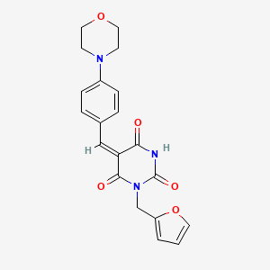 molecular formula C20H19N3O5 B5202553 1-(2-furylmethyl)-5-[4-(4-morpholinyl)benzylidene]-2,4,6(1H,3H,5H)-pyrimidinetrione 