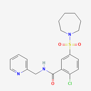 molecular formula C19H22ClN3O3S B5202555 5-(1-azepanylsulfonyl)-2-chloro-N-(2-pyridinylmethyl)benzamide 