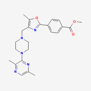 molecular formula C23H27N5O3 B5202565 methyl 4-(4-{[4-(3,6-dimethyl-2-pyrazinyl)-1-piperazinyl]methyl}-5-methyl-1,3-oxazol-2-yl)benzoate 