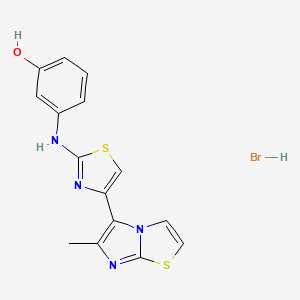 molecular formula C15H13BrN4OS2 B5202590 3-{[4-(6-methylimidazo[2,1-b][1,3]thiazol-5-yl)-1,3-thiazol-2-yl]amino}phenol hydrobromide 