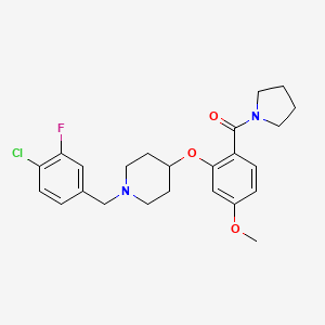 molecular formula C24H28ClFN2O3 B5202591 1-(4-chloro-3-fluorobenzyl)-4-[5-methoxy-2-(1-pyrrolidinylcarbonyl)phenoxy]piperidine 