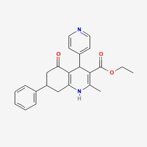 molecular formula C24H24N2O3 B5202646 ethyl 2-methyl-5-oxo-7-phenyl-4-(4-pyridinyl)-1,4,5,6,7,8-hexahydro-3-quinolinecarboxylate 