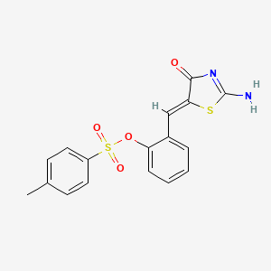 molecular formula C17H14N2O4S2 B5202661 2-[(2-imino-4-oxo-1,3-thiazolidin-5-ylidene)methyl]phenyl 4-methylbenzenesulfonate 