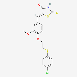molecular formula C19H16ClNO3S3 B5202710 5-(4-{2-[(4-chlorophenyl)thio]ethoxy}-3-methoxybenzylidene)-2-thioxo-1,3-thiazolidin-4-one 