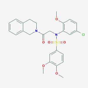 molecular formula C26H27ClN2O6S B5202746 N-(5-chloro-2-methoxyphenyl)-N-[2-(3,4-dihydro-2(1H)-isoquinolinyl)-2-oxoethyl]-3,4-dimethoxybenzenesulfonamide 