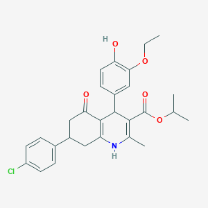 molecular formula C28H30ClNO5 B5202799 isopropyl 7-(4-chlorophenyl)-4-(3-ethoxy-4-hydroxyphenyl)-2-methyl-5-oxo-1,4,5,6,7,8-hexahydro-3-quinolinecarboxylate 