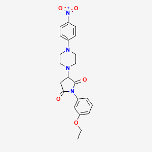 molecular formula C22H24N4O5 B5202815 1-(3-ethoxyphenyl)-3-[4-(4-nitrophenyl)-1-piperazinyl]-2,5-pyrrolidinedione 