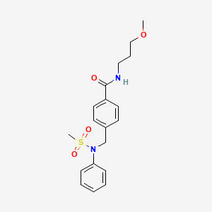 molecular formula C19H24N2O4S B5202836 N-(3-methoxypropyl)-4-{[(methylsulfonyl)(phenyl)amino]methyl}benzamide 